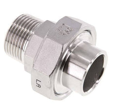 Rechte Aansluiting R1'' Mannelijk X 33,7mm Laseinde RVS Vlakke Afdichting PTFE 16bar