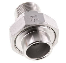Rechte Aansluiting R1'' Mannelijk X 33,7mm Laseinde RVS Vlakke Afdichting PTFE 16bar