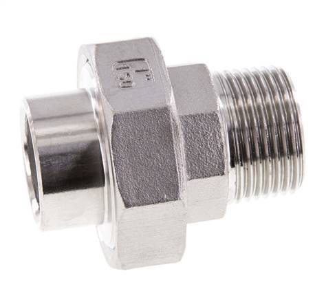 Rechte Aansluiting R1'' Mannelijk X 33,7mm Laseinde RVS Vlakke Afdichting PTFE 16bar