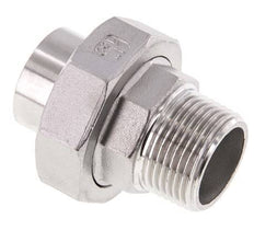 Rechte Aansluiting R1'' Mannelijk X 33,7mm Laseinde RVS Vlakke Afdichting PTFE 16bar