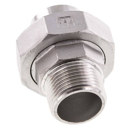 Rechte Aansluiting R1'' Mannelijk X 33,7mm Laseinde RVS Vlakke Afdichting PTFE 16bar