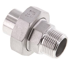 Rechte Koppeling R3/4" Buitendraad X 26,9mm met Laseinde In RVS met Vlakke Afdichting PTFE 16bar