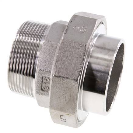 Rechte Koppeling R2" Buitendraad X 60.3mm Laseind RVS Vlakke Afdichting PTFE 16bar