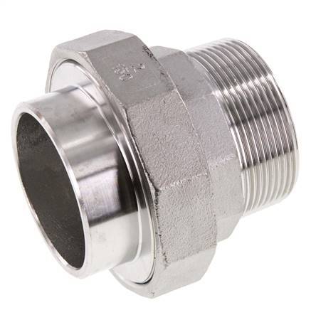 Rechte Koppeling R2" Buitendraad X 60.3mm Laseind RVS Vlakke Afdichting PTFE 16bar