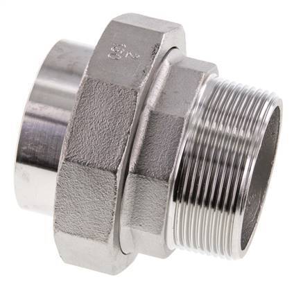 Rechte Koppeling R2" Buitendraad X 60.3mm Laseind RVS Vlakke Afdichting PTFE 16bar