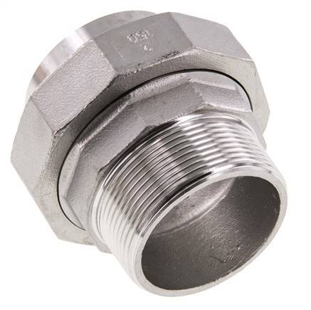Rechte Koppeling R2" Buitendraad X 60.3mm Laseind RVS Vlakke Afdichting PTFE 16bar