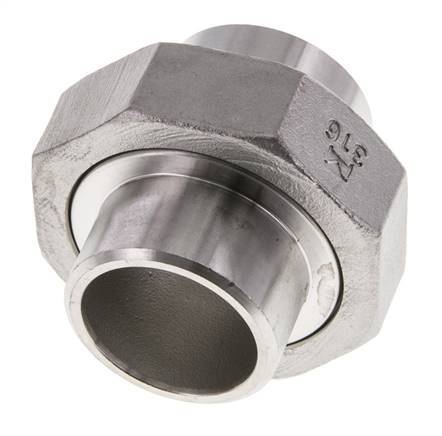 Rechte Koppeling 33.7mm Laseinde RVS Conische Afdichting 16bar