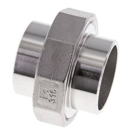 Rechte Koppeling 48,3mm met Laseinde RVS Vlakke Pakking PTFE 16bar