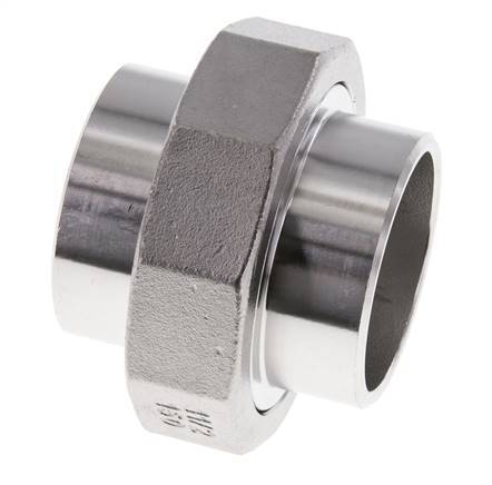 Rechte Koppeling 48,3mm met Laseinde RVS Vlakke Pakking PTFE 16bar
