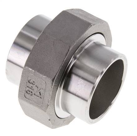 Rechte Koppeling 42.4mm Laseinde RVS Vlakke Afdichting PTFE 16bar