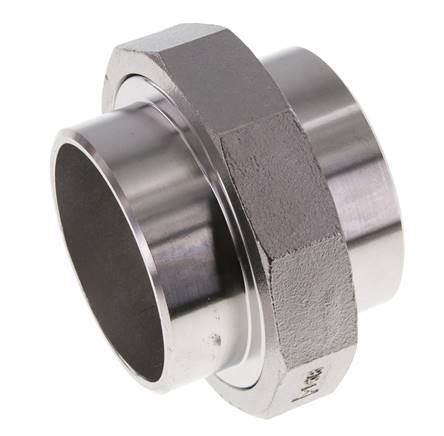 Rechte Unieverbinder 76,1mm met Laseinde RVS Vlakke Pakking PTFE 16bar