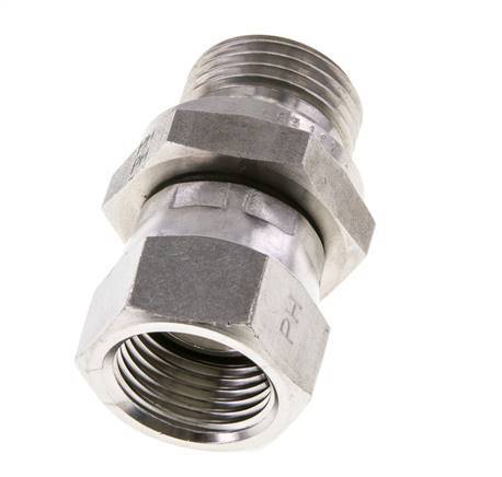 JIC Verloopnippel UNF 3/4''-16'' Binnendraad X G1/2'' Buitendraad Verstelbaar RVS 275bar
