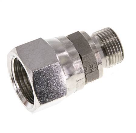 JIC Verloopnippel UNF 7/8''-14 Binnendraad X G3/8'' Buitendraad Verstelbaar RVS 210bar