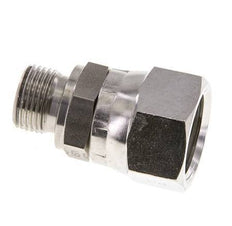 JIC Verloopnippel UNF 7/8''-14 Binnendraad X G3/8'' Buitendraad Verstelbaar RVS 210bar