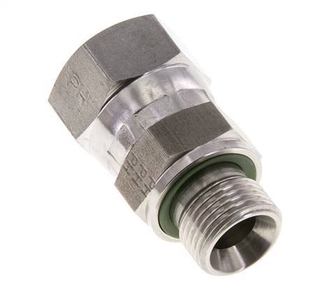 JIC Verloopnippel UNF 3/4''-16'' Binnendraad X G3/8'' Buitendraad Verstelbaar RVS 275bar