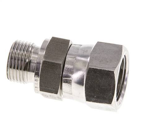 JIC Verloopnippel UNF 3/4''-16'' Binnendraad X G3/8'' Buitendraad Verstelbaar RVS 275bar
