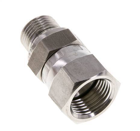 JIC Verloopnippel UNF 3/4''-16'' Binnendraad X G3/8'' Buitendraad Verstelbaar RVS 275bar