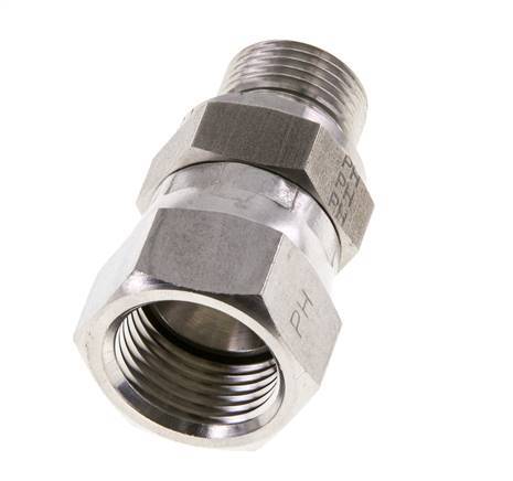 JIC Verloopnippel UNF 3/4''-16'' Binnendraad X G3/8'' Buitendraad Verstelbaar RVS 275bar