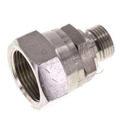 JIC Verloopnippel UN 1-5/16''-12 Binnendraad X G1/2'' Buitendraad Regelbaar RVS 170bar