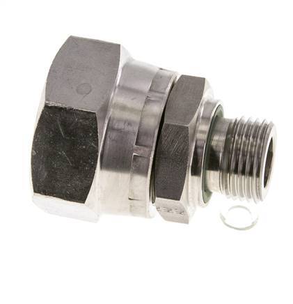 JIC Verloopnippel UN 1-5/16''-12 Binnendraad X G1/2'' Buitendraad Regelbaar RVS 170bar
