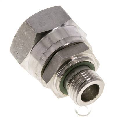 JIC Verloopnippel UN 1-5/16''-12 Binnendraad X G1/2'' Buitendraad Regelbaar RVS 170bar