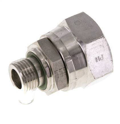 JIC Verloopnippel UN 1-5/16''-12 Binnendraad X G1/2'' Buitendraad Regelbaar RVS 170bar
