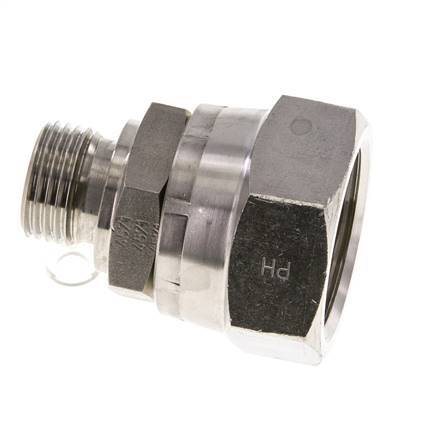 JIC Verloopnippel UN 1-5/16''-12 Binnendraad X G1/2'' Buitendraad Regelbaar RVS 170bar