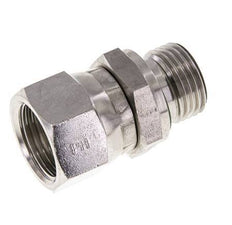 JIC Verloopnippel UNF 7/8''-14 Binnendraad X G1/2'' Buitendraad Regelbaar RVS 210bar