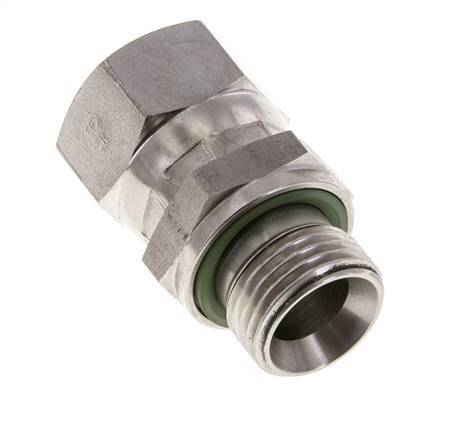 JIC Verloopnippel UNF 7/8''-14 Binnendraad X G1/2'' Buitendraad Regelbaar RVS 210bar