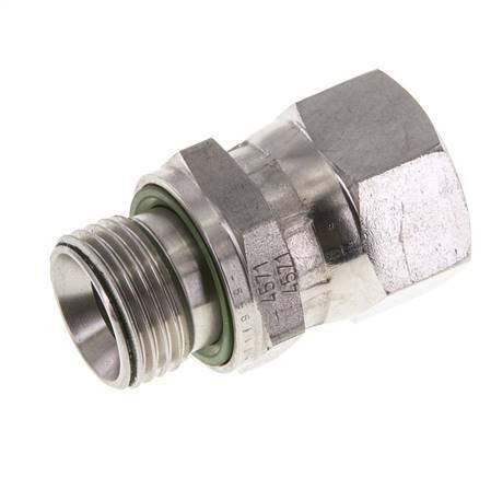 JIC Verloopnippel UNF 7/8''-14 Binnendraad X G1/2'' Buitendraad Regelbaar RVS 210bar