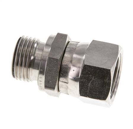 JIC Verloopnippel UNF 7/8''-14 Binnendraad X G1/2'' Buitendraad Regelbaar RVS 210bar
