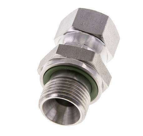 JIC Verloopnippel UNF 9/16''-18 Binnendraad X G3/8'' Buitendraad Verstelbaar RVS 275bar