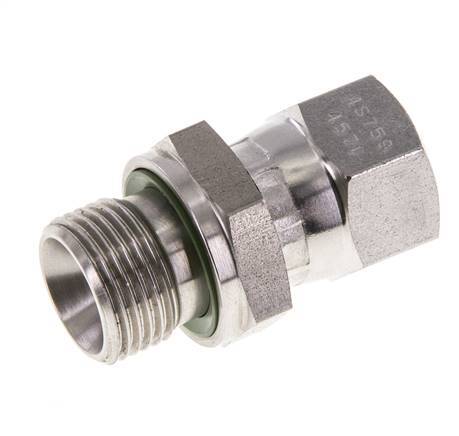 JIC Verloopnippel UNF 9/16''-18 Binnendraad X G3/8'' Buitendraad Verstelbaar RVS 275bar