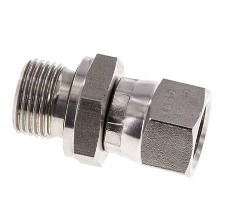 JIC Verloopnippel UNF 9/16''-18 Binnendraad X G3/8'' Buitendraad Verstelbaar RVS 275bar
