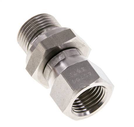 JIC Verloopnippel UNF 9/16''-18 Binnendraad X G3/8'' Buitendraad Verstelbaar RVS 275bar