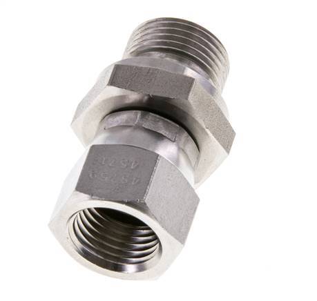 JIC Verloopnippel UNF 9/16''-18 Binnendraad X G3/8'' Buitendraad Verstelbaar RVS 275bar