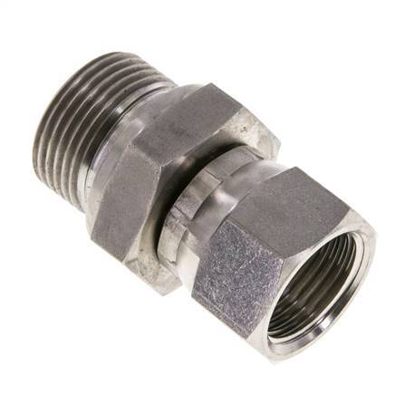 JIC Verloopnippel UNF 7/8''-14'' Binnendraad X G3/4'' Buitendraad Verstelbaar RVS 250bar