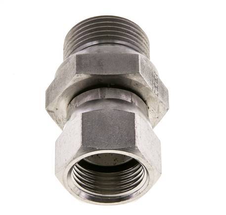 JIC Verloopnippel UNF 7/8''-14'' Binnendraad X G3/4'' Buitendraad Verstelbaar RVS 250bar