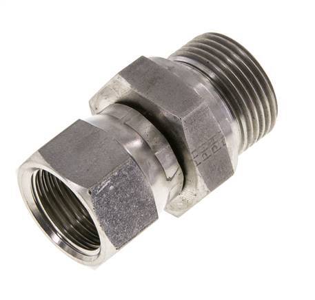 JIC Verloopnippel UNF 7/8''-14'' Binnendraad X G3/4'' Buitendraad Verstelbaar RVS 250bar