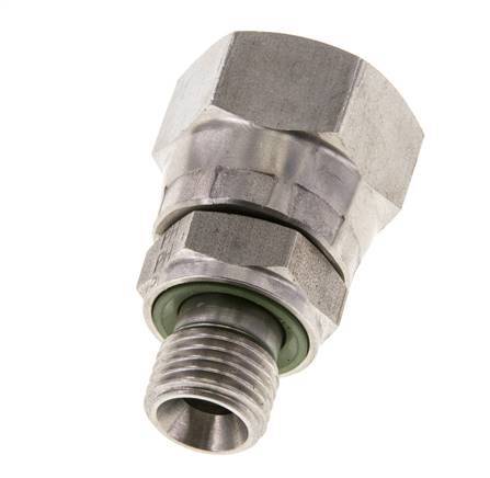 JIC Verloopnippel UNF 3/4''-16'' Binnendraad X G1/4'' Buitendraad Verstelbaar RVS 275bar