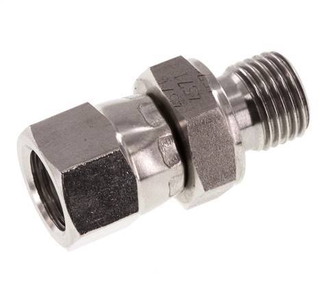 JIC Verloopnippel UNF 1/2''-20 Binnendraad X G1/4'' Buitendraad Verstelbaar RVS 275bar