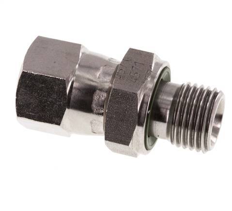 JIC Verloopnippel UNF 1/2''-20 Binnendraad X G1/4'' Buitendraad Verstelbaar RVS 275bar