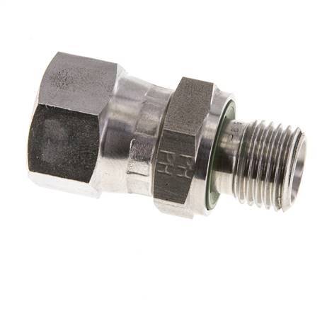 JIC Verloopnippel UNF 9/16''-18 Binnendraad X G1/4'' Buitendraad Regelbaar RVS 275bar