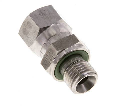 JIC Verloopnippel UNF 9/16''-18 Binnendraad X G1/4'' Buitendraad Regelbaar RVS 275bar