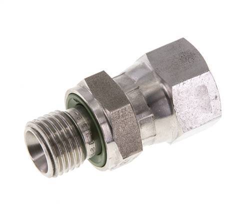 JIC Verloopnippel UNF 9/16''-18 Binnendraad X G1/4'' Buitendraad Regelbaar RVS 275bar