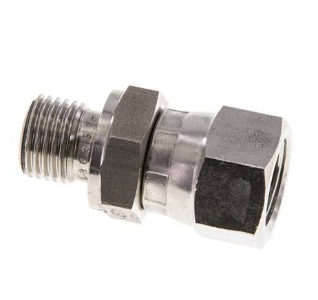 JIC Verloopnippel UNF 9/16''-18 Binnendraad X G1/4'' Buitendraad Regelbaar RVS 275bar