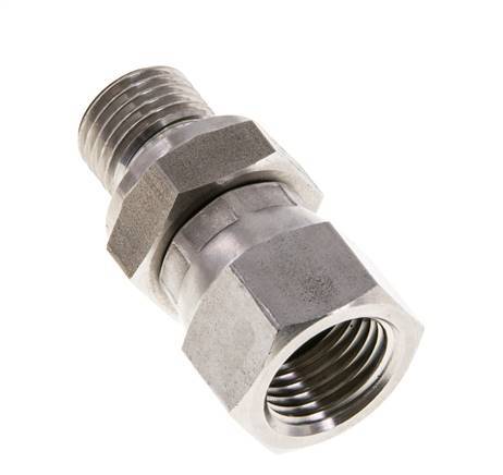 JIC Verloopnippel UNF 9/16''-18 Binnendraad X G1/4'' Buitendraad Regelbaar RVS 275bar