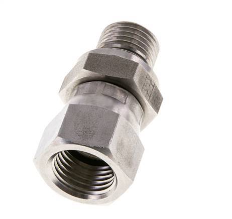 JIC Verloopnippel UNF 9/16''-18 Binnendraad X G1/4'' Buitendraad Regelbaar RVS 275bar