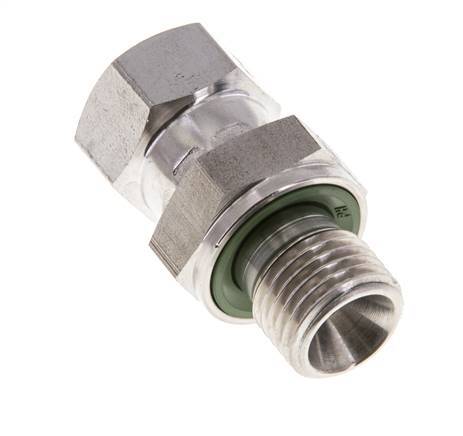 JIC Verloopnippel UNF 7/16''-20 Binnendraad X G1/4'' Buitendraad Verstelbaar RVS 310bar