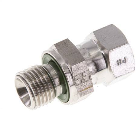 JIC Verloopnippel UNF 7/16''-20 Binnendraad X G1/4'' Buitendraad Verstelbaar RVS 310bar